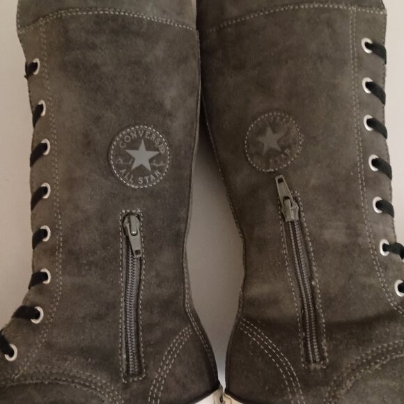 Converse All Star Tall Sneakers Gray Suede High Top Women Size 6 / Junior Size 4 - Picture 7 of 16